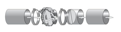Line-Metal 150 B Csőventilátor 80 W 537 m3/h IPX4 max 60°C fali tartóval