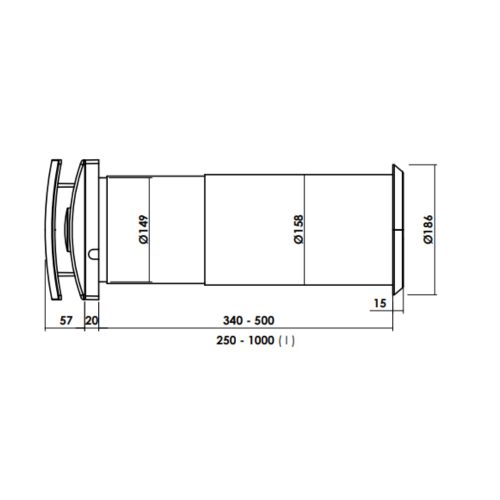 DYREC DUO 150 Teleszkópcső 250-1000 mm hosszúig, d=158 mm