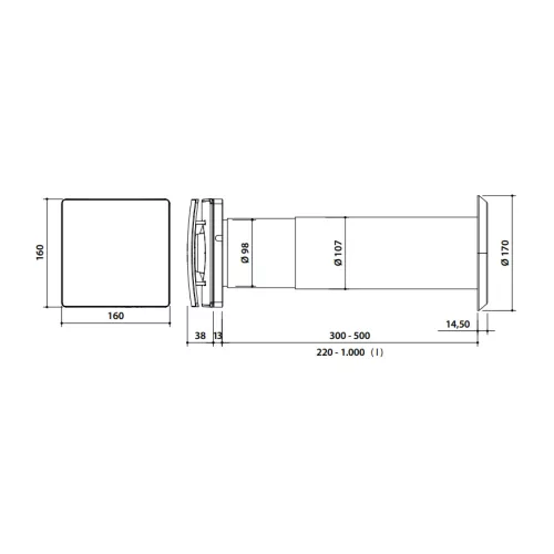 DYREC DUO 100 MHY Hővisszanyerő 12/30/40 m3/h 24 órás működés, időzítő, intelligens páratartalom szabályzás d=107 mm
