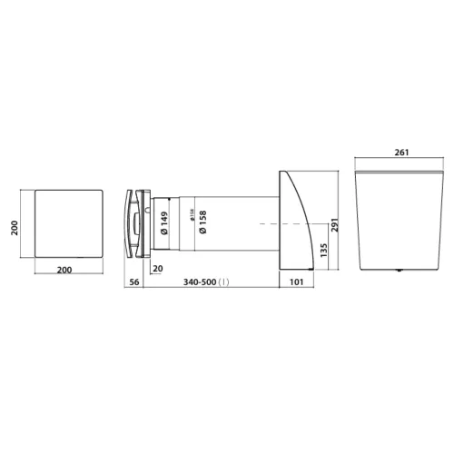 DYREC DUO 150 BASE SILENT Hővisszanyerő 35/50/70 m3/h 24 órás működés, időzítő d=158 mm