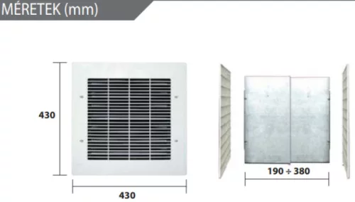 BUILT-IN 9" Falba sülly. axiálventilátor, reverzibilis, autom. zsalu, 740/480 m3/h, 46W, IPX4, ErP
