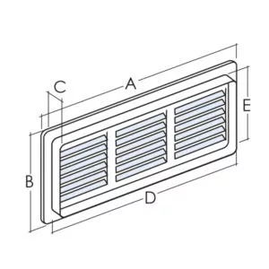 Műanyag dupla rács 453×90 mm, fehér (belső: 430×70)