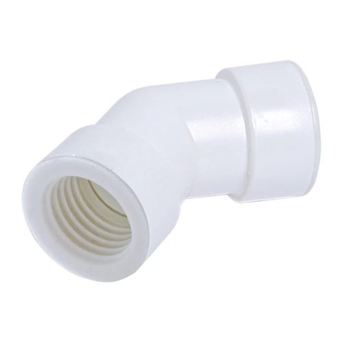 Merev csőhöz 45'-os könyök idom pvc 20mm fehér színű