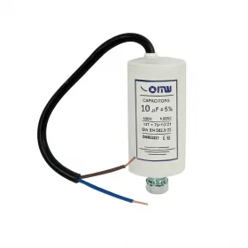   kondenzátor 60 µF vezetékes üzemi 450V AC, M8 csavarral, anyával, 20 cm vezetékkel